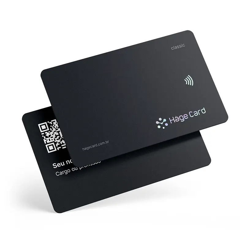 Cartão de visita eletrônico por aproximação NFC Preto HageCard